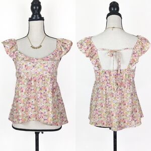 🦋LAST🦋 NWT Mine Multicolor Ruffle Strap Floral Top